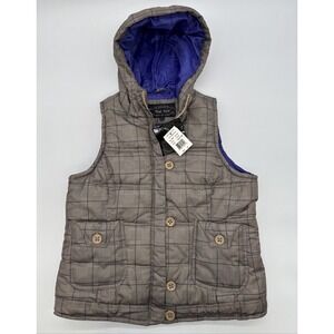 NWT PINK SOUP DOLLHOUSE Puffer Vest Glen Plaid Houndstooth Grey Purple Women's M